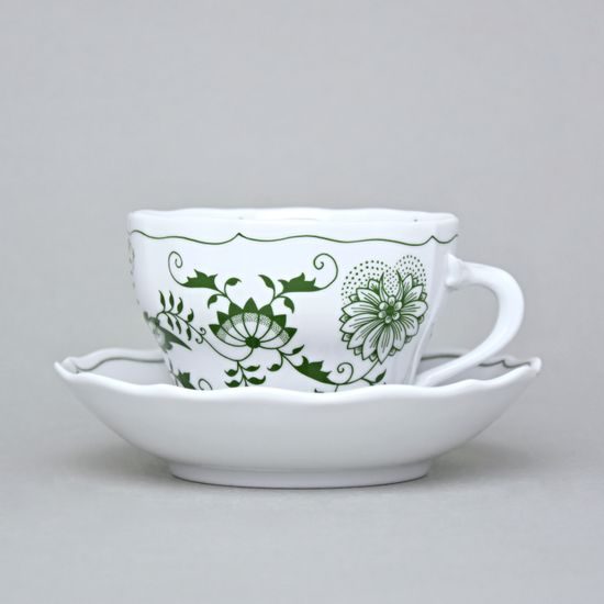 Šálek a podšálek B + B, 210 ml / 14 cm na kávu, zelený cibulák, Český porcelán a.s.
