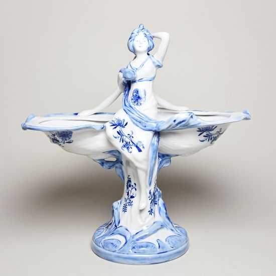 Ladies with shells 17 x 31 x 32 cm, Blue Onion, Porcelain Figures Duchcov