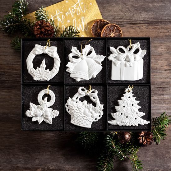Sada vánočních ozdob z biskvitového porcelánu, Unterweissbacher Werkstätten für Porzellankunst