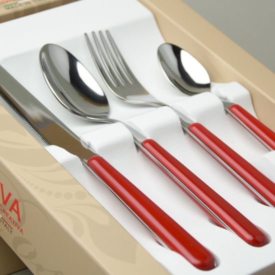 24 pcs. cutlery set, Tinta Unita, brick red, NEVA
