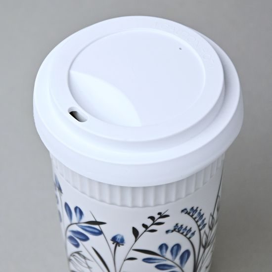 Šálek ToGo 300 ml, Modro - černé kvítí, Benedikt dvoustěnka