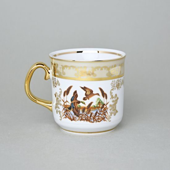 Mug Gustav 0,31 l, Hunting brown plus gold, Carlsbad porcelain