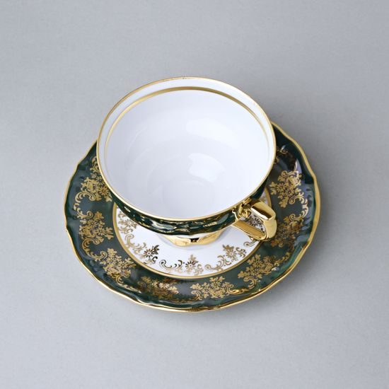 Tea cup 230 ml + saucer, Hunting - Green, Queen's Crown