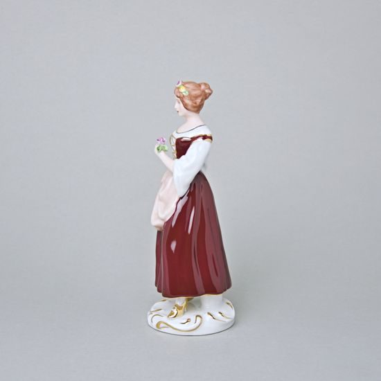 Dáma s květinou 7 x 8 x 19 cm, Purpur, Porcelánové figurky Duchcov