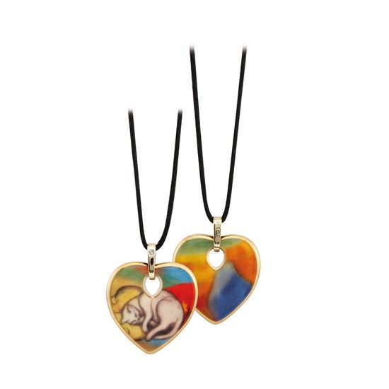 Necklace Franz Marc - Sleeping Cat - 4,5 / 4,5 / 1 cm, fine bone china, Goebel