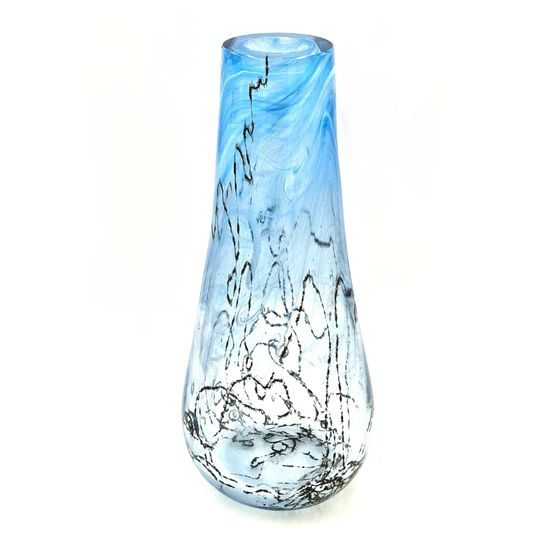 Váza tvarovaná 33 cm, hutní sklo, ruční práce, Vendula Zámečníková