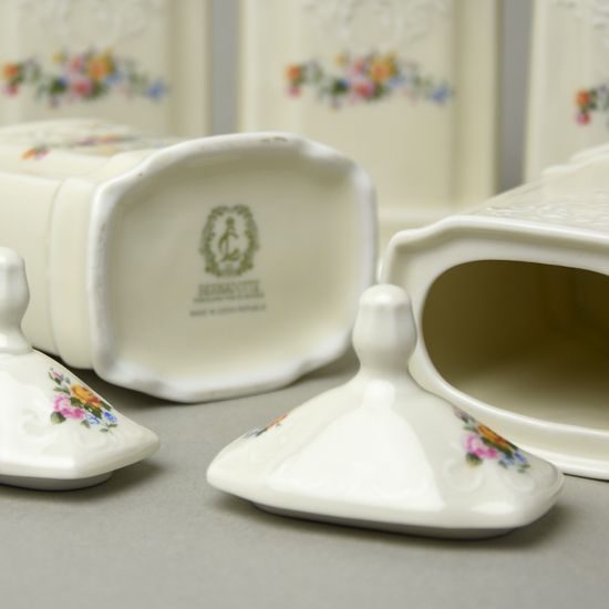 Spice jars 6 pcs. set, Thun 1794, karlovarský porcelán, BERNADOTTE ivory + flowers