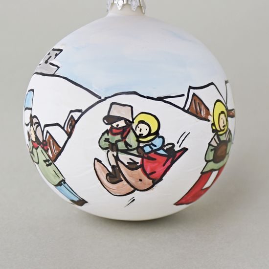 Christmas Tree Decoration Ball "Czech Winter 1918", 7,5 cm, Decor n. 5, Hand-decorated