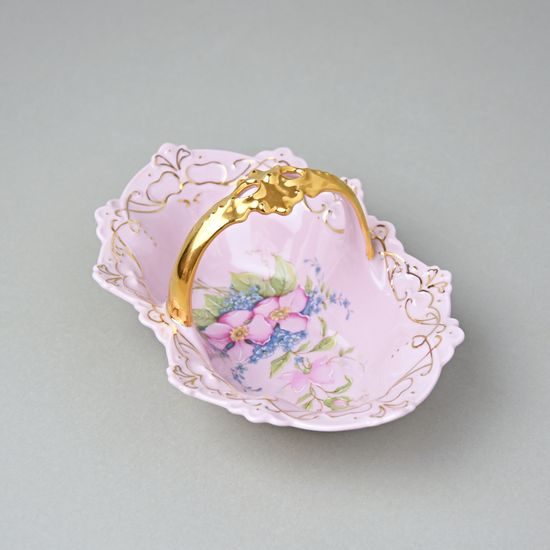Košík 18 cm, Adélka 547, Růžový porcelán z Chodova