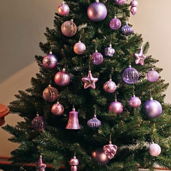 Vánoční skleněné koule 6 ks. sada, 10 cm, Fialová & růžová, České vánoční ozdoby KOULIER