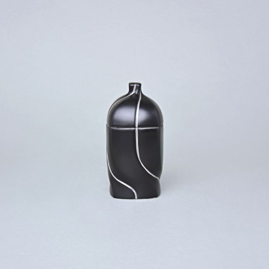 Dóza Jona 12 x 6 x 6 cm, Černý fond + Platina, Porcelán Duchcov