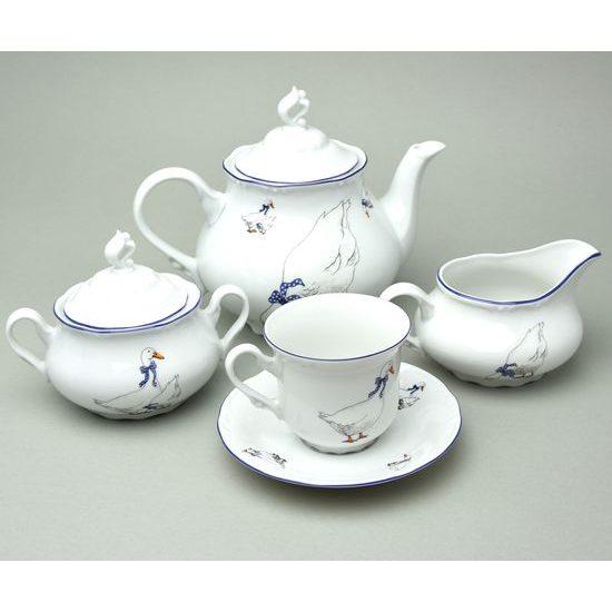 Constance husy, Čajová sada pro 6 osob, Thun 1794, karlovarský porcelán