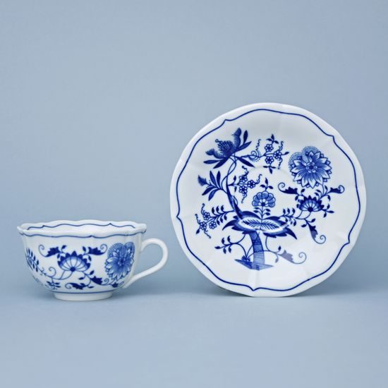 Cup and saucer mirror C/1 + ZC1, 200 ml / 15,5 cm for tea, Original Blue Onion Pattern