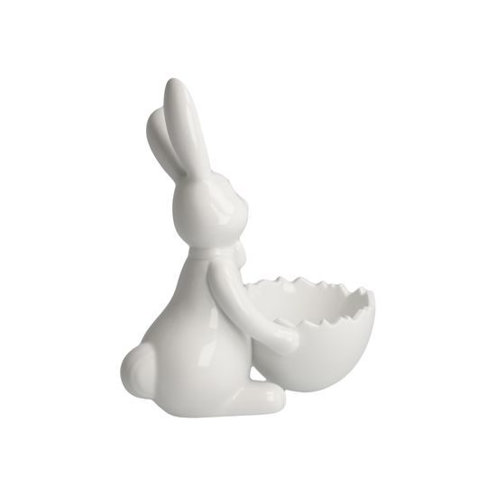 Figurka bílého zajíčka s mističkou 13,5 / 7 / 16 cm, porcelán, Goebel