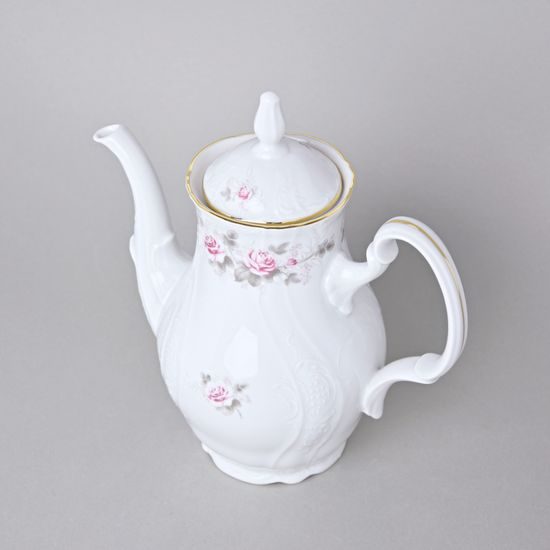 Golden line: Coffee pot 1,2 l, Thun 1794 Carlsbad porcelain, BERNADOTTE roses