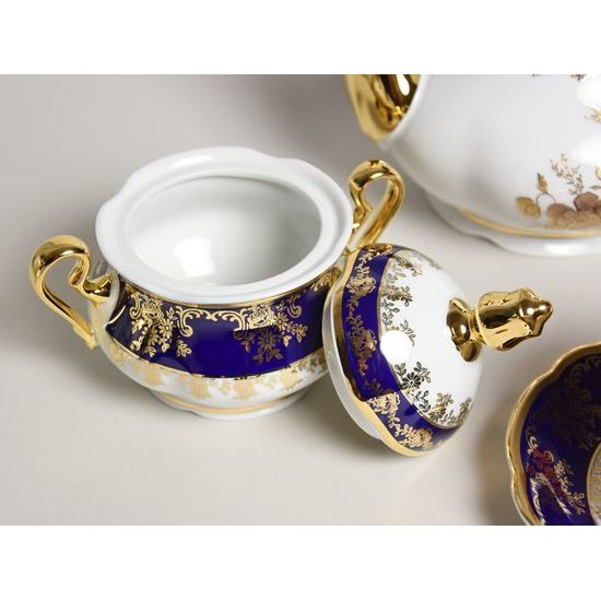 Mary-Anne 431: Tea set for 6 pers., cobalt + gold rose, Leander Loučky