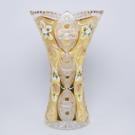 Cut Crystal Vase, 250 mm, Gold + Enamel, Jahami Bohemia