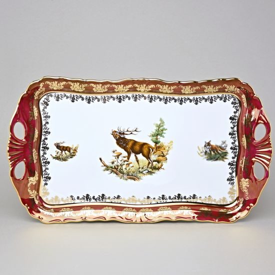Podnos Aida 45 x 25 cm s uchy, myslivecký - rubín, Queen's Crown