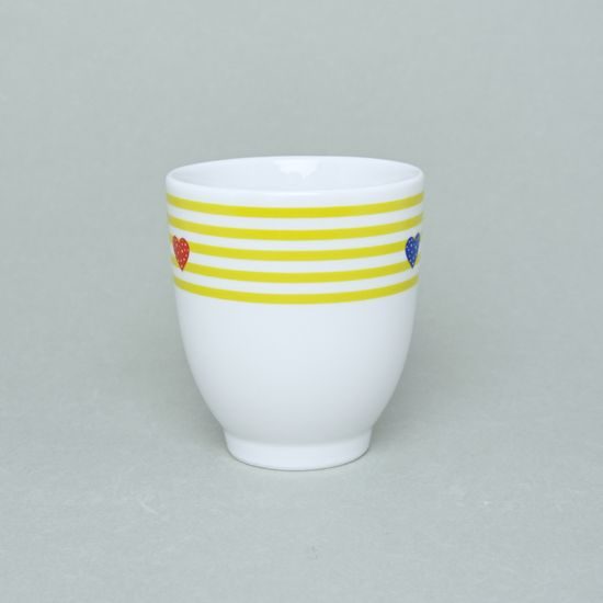 Hrnek Lea 360 ml hladký, srdíčka + žluté pruhy, Thun karlovarský porcelán