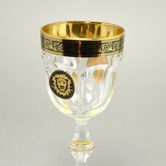 Astra Gold: Wine glass 170 ml, 15,2 cm, crystal + gold + lion, Provenza, Golden Black Decor
