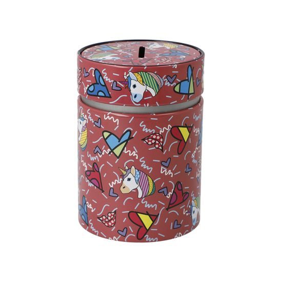 Savings box Romero Britto - I Love Unicorns, 8 / 8 / 11 cm, Metal, Goebel