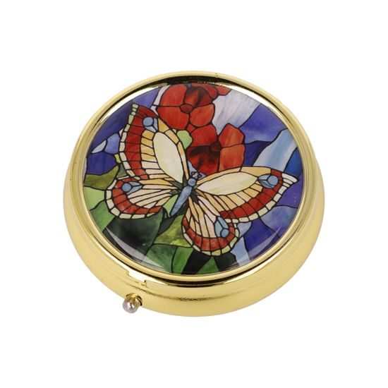 Pillbox L.C. Tiffany - Butterflies, 5 / 5 / 1,5 cm, Metal, Goebel