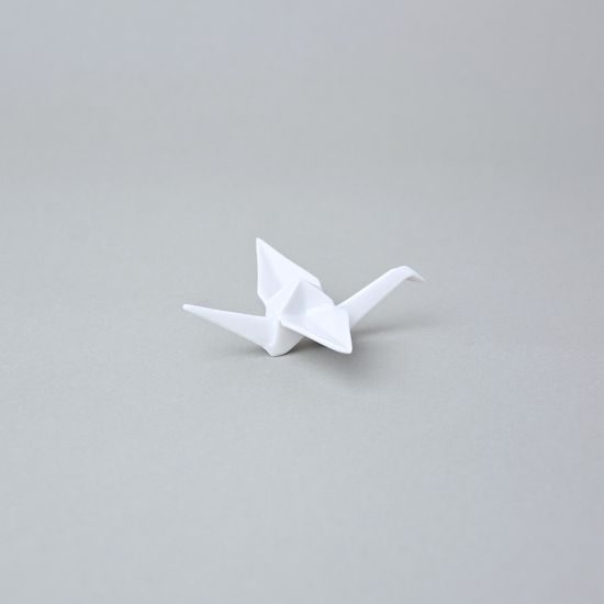 Origami - Jeřáb "z papíru" - porcelánová figurka pro štěstí 8 x 7,5 x 2,5 cm, bílý porcelán, Český porcelán a.s.