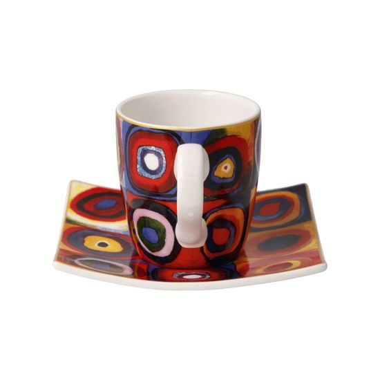 Espresso šálek a podšálek Čtverce 100 ml, jemný kostní porcelán, W. Kandinsky, Goebel