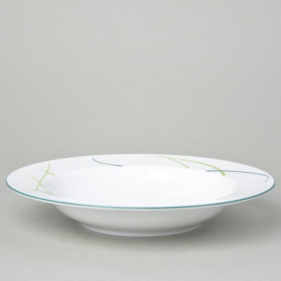 Plate deep 22 cm, Thun 1794 Carlsbad porcelain, Opal grass