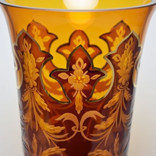 Egermann: Vase Amber hand-decorated, 29 cm, Crystal Vases Egermann