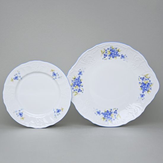 Cake set fro 6 persons, Thun 1794 Carlsbad porcelain, BERNADOTTE Forget-me-not-flower