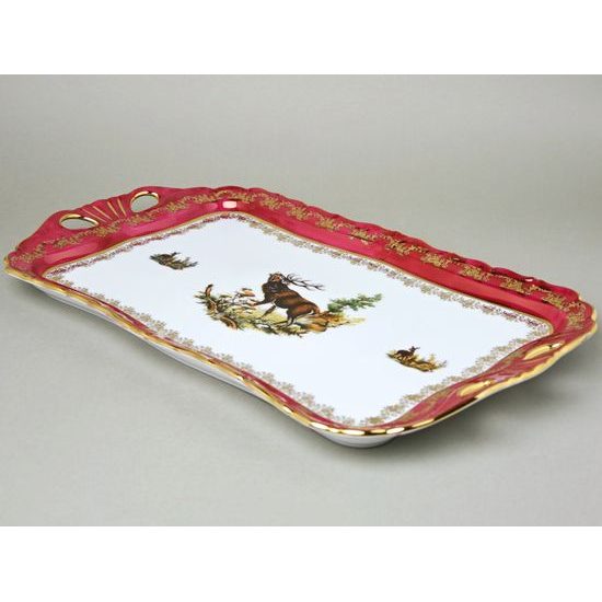 Podnos Aida 45 x 25 cm s uchy, myslivecký - rubín, Queen's Crown