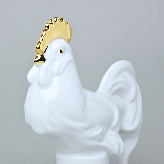 Kohout, 15 x 5 x 12,5 cm, Bílé + zlato, Porcelánové figurky Duchcov