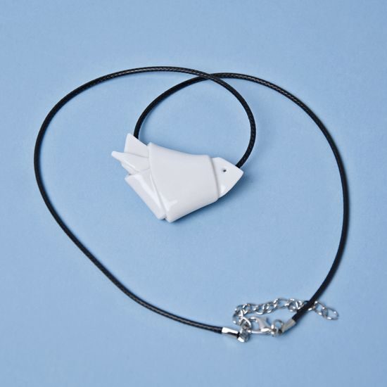 Necklace: Knot (Little Bird), black cable, Porcelain Jewels Studio Mallys