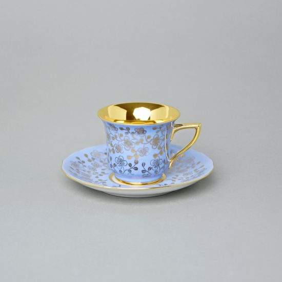 Šálek 80 ml a podšálek mokka Windsor, světle modrá, Leander 1907 Loučky