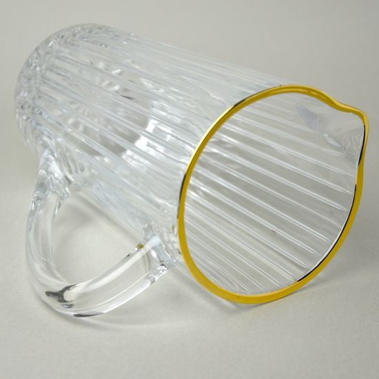 Astra Gold: Jug 1,2 l Brocca Timeless, italian glass, Golden Rim decor