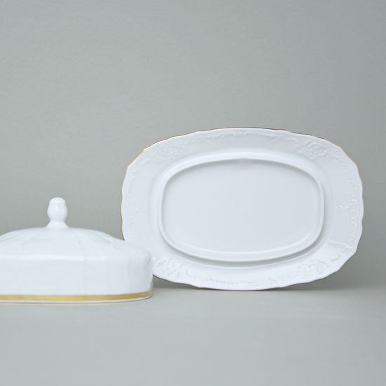 Butter dish 250 g, Thun 1794 Carlsbad porcelain, BERNADOTTE gold line