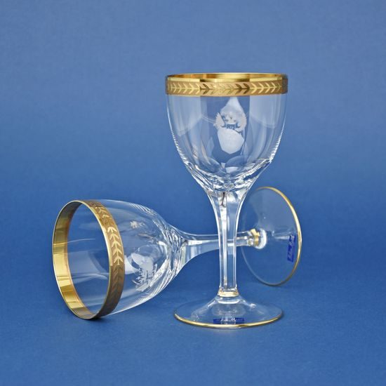 Wine Glasses 200 ml, set 2 pcs., Golden Stripe, 15,7 cm, Milan Mottl