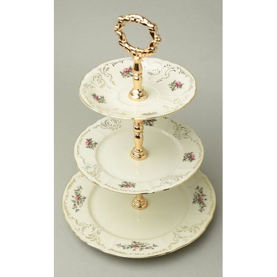 BERNADOTTE zámecká: Etažer 3 díl. 34 cm, Thun 1794, karlovarský porcelán, BERNADOTTE