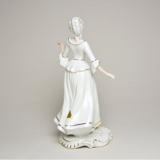 Lady Rococo 12 x 7 x 25 cm, white + gold, Porcelain Figures Duchcov