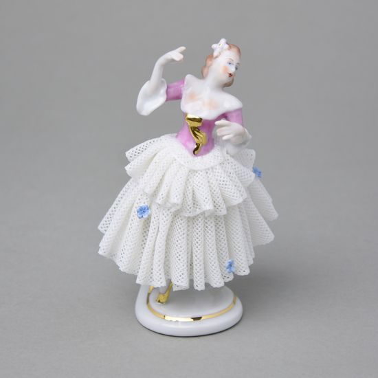 Dancer with lace 8 x 6 x 12 cm, Kurt Steiner, Porcelain Figures Unterweissbacher