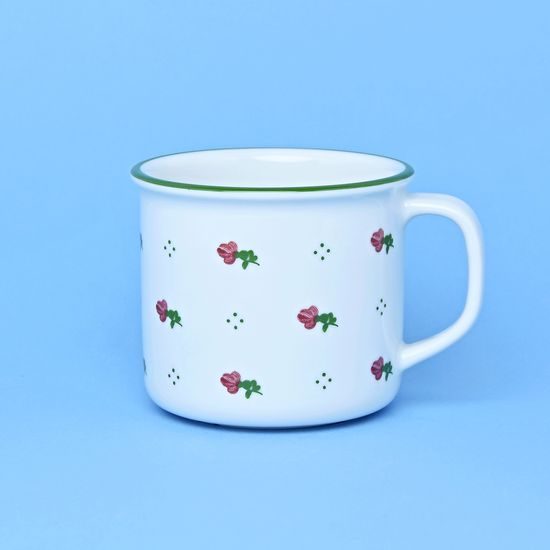 Mug 350 ml, red flowers + green, G. Benedikt 1882