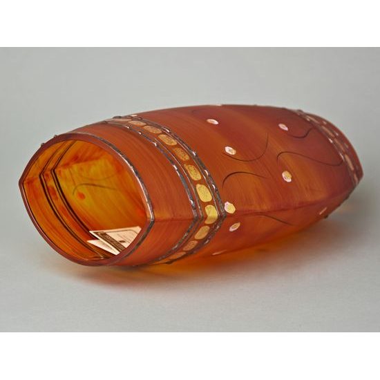 Studio Miracle: Váza oranžovo - červená, 30 cm, ruční dekorace Vlasta Voborníková