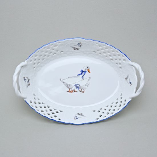 Basket perforated oval 28 cm, Geese, Český porcelán a.s.