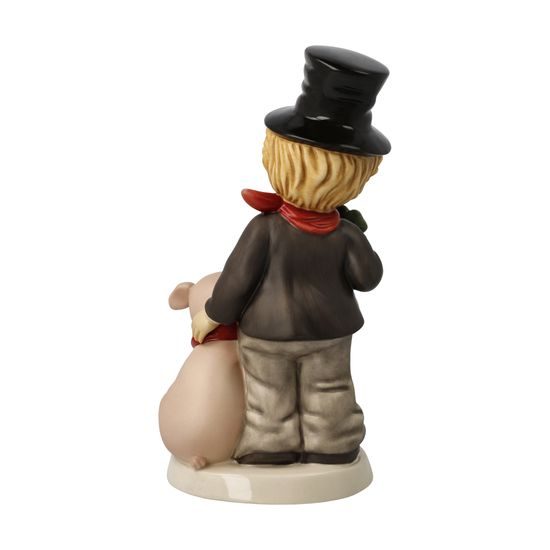 Kominíček s prasátkem a čtyřlístkem pro štestí, 11 / 8,5 / 20 cm, kamenina, Goebel