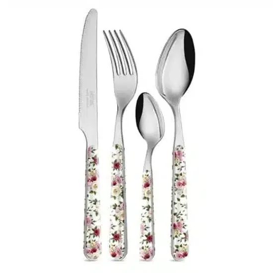 24 pcs. cutlery set, BISTROT Roses collection, decor 14014, NEVA