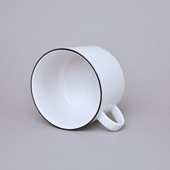 Breakfast / milk / tea cup 360 ml, ELLA black line, Thun 1794 Carlsbad Porcelain