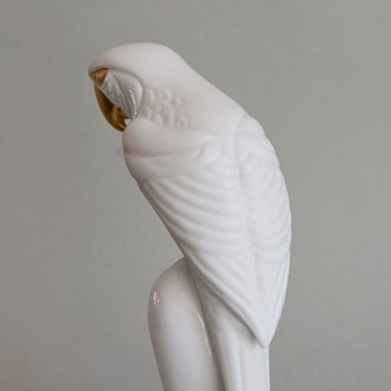 Parrot, 14,2 x 8,5 x 28,2 cm, White + Gold, Porcelain Figures Duchcov