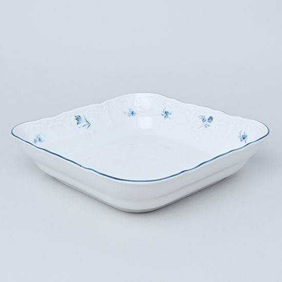 Bowl square 25 cm J, Thun 1794 Carlsbad porcelain, BERNADOTTE blue flower