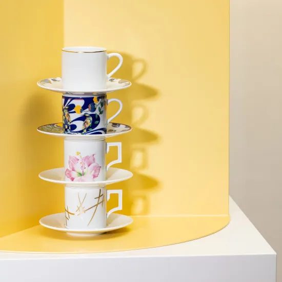 Šálek 50 ml espresso + podšálek - Obří květ ibišku, Míšeňský porcelán